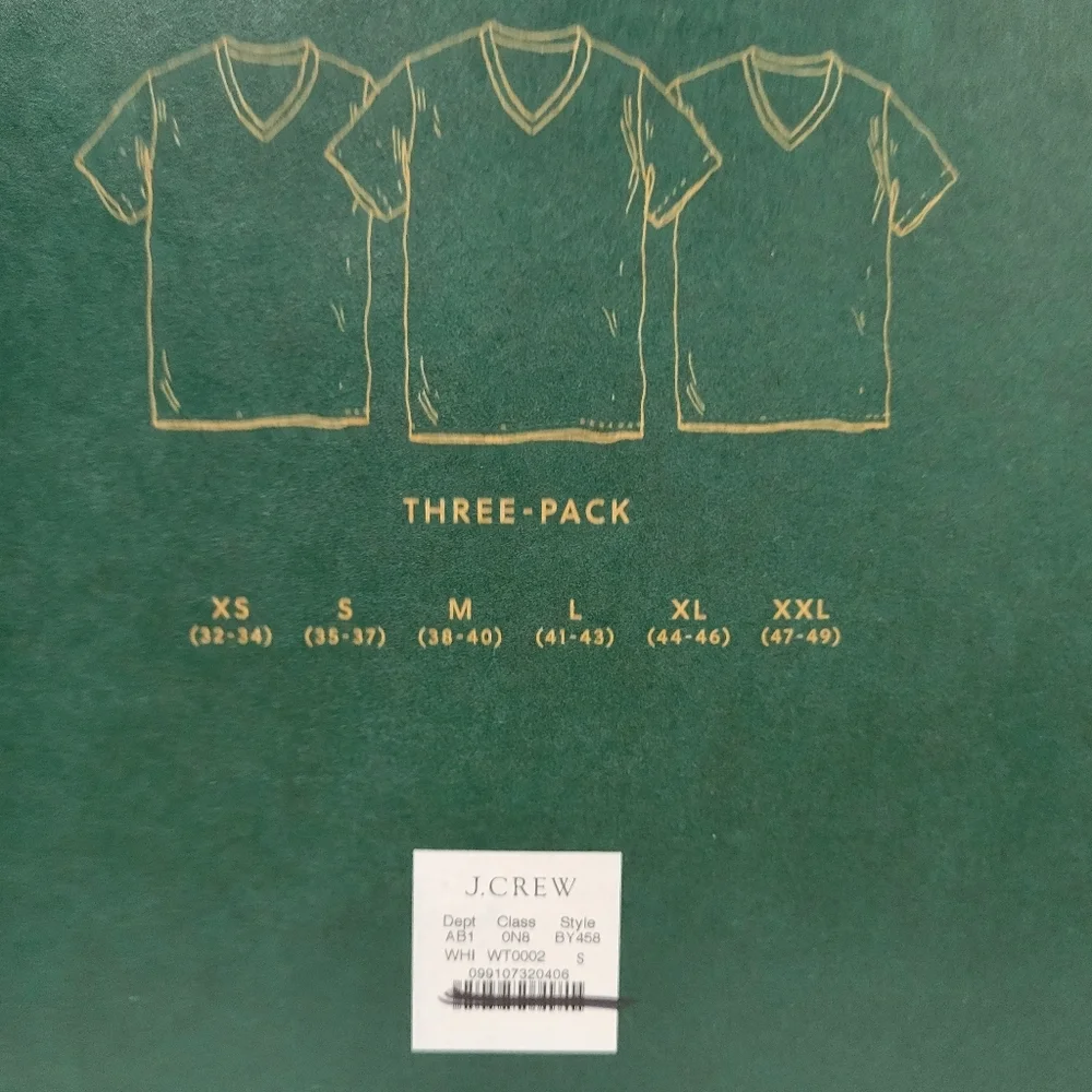 New J Crew V-neck undershirts three-pack BY548
